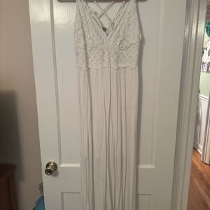 White Lace Bodice Maxi Dress - Women's